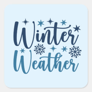 Winter Weather - Snowy Holiday Typography Square Sticker