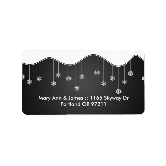 Winter Wedding Address Snowflake Decoration Black Address Label