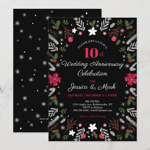 Winter Wedding Anniversary Party Invitation Cards