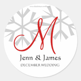 Winter Wedding Announcement Monogram M Seal