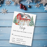 Winter Wedding Barn Christmas Snow Watercolor RSVP Card<br><div class="desc">This design may be personalised in the area provided by changing the photo and/or text. Or it can be customised by clicking Personalise this Template and then choosing the click to customise further option and delete or change the colour of the background, add text, change the text colour or style,...</div>