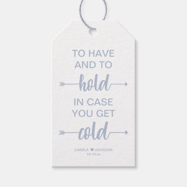 Winter wedding blanket favour gift tags (Front)