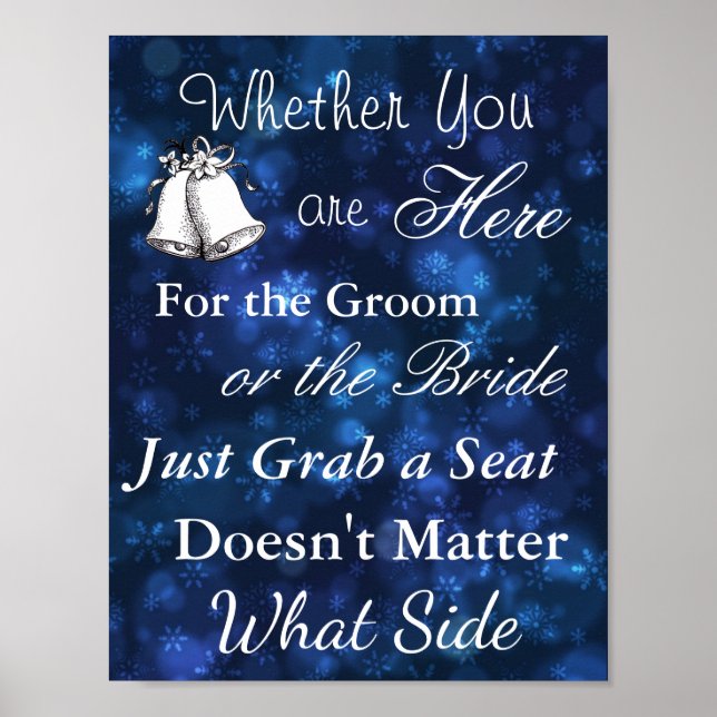 Winter Wedding Blue & White Seating Poster (Front)