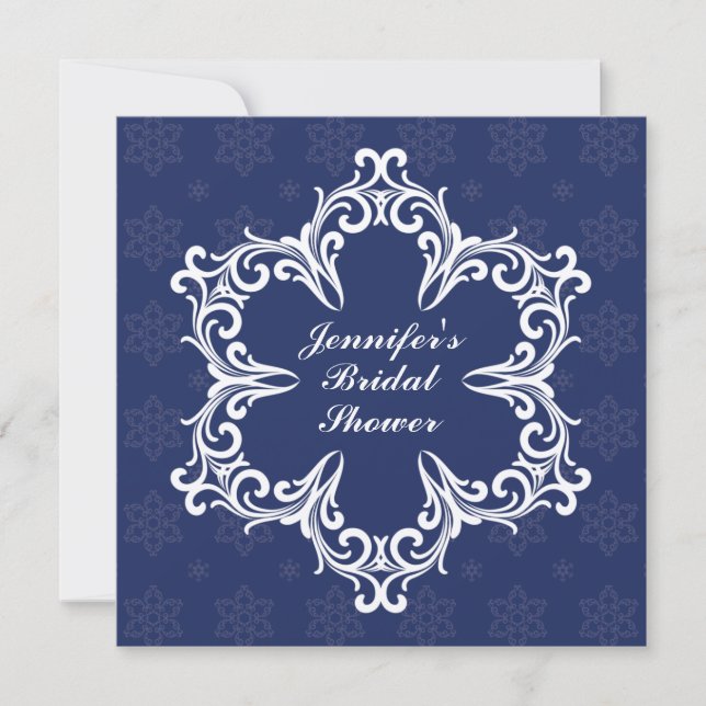 Winter Wedding Bridal Shower Invitation in Navy (Front)