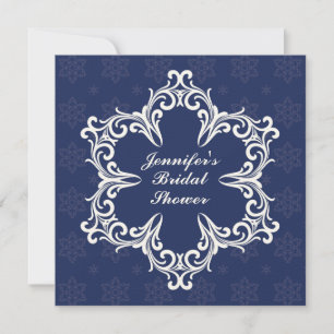 Winter Wedding Bridal Shower Invitation in Navy