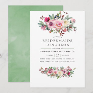 Winter Wedding Bridesmaids Luncheon Floral Invite