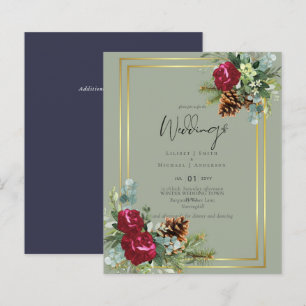 Winter Wedding Burgundy Roses Eucalyptus