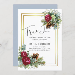 Winter Wedding Burgundy Roses Eucalyptus