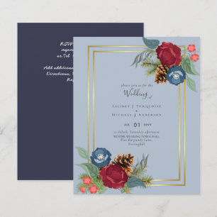 Winter Wedding Burgundy Teal Blue Modern