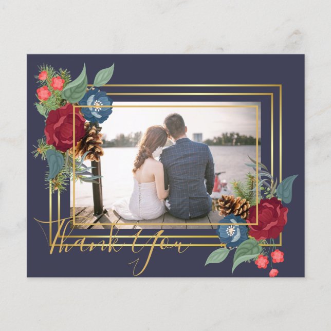 Winter Wedding Burgundy Teal Blue Modern Flyer (Front)