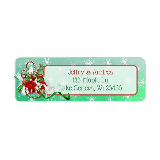 Winter Wedding Candy Cane Address Labels (Front)
