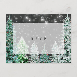 winter wedding christmas rsvp postcard
