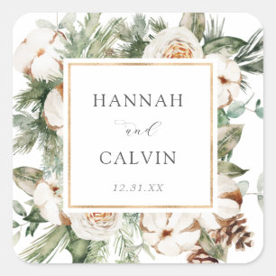 Winter Wedding Classic Round Sticker