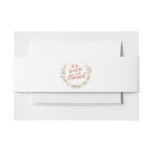 Winter wedding cones red berries star watercolor  invitation belly band