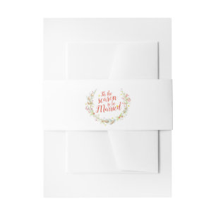 Winter wedding cones red berries star watercolor  invitation belly band