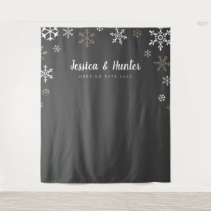 Winter Wedding Custom Snowflake Backdrop Tapestry