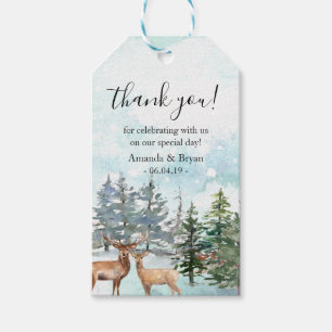 Winter Wedding deers woodland Favour Gift Tag