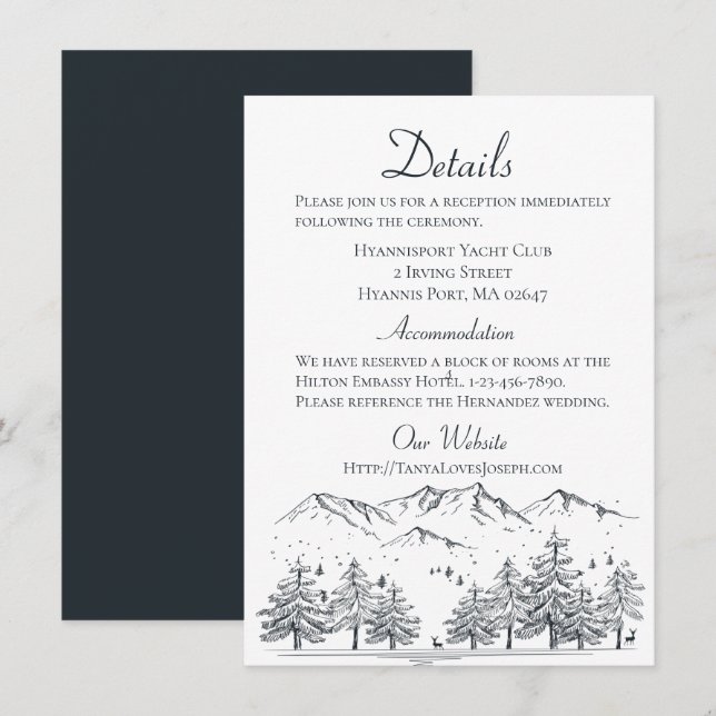 Winter Wedding Details Country, Rustic Mountain Invitation (Front/Back)
