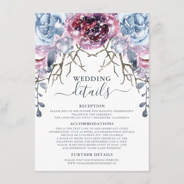 Winter Wedding Details Enclosure Card (Front)