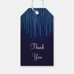 Winter Wedding Elegant Blue Sparkle Lights Favour Gift Tags