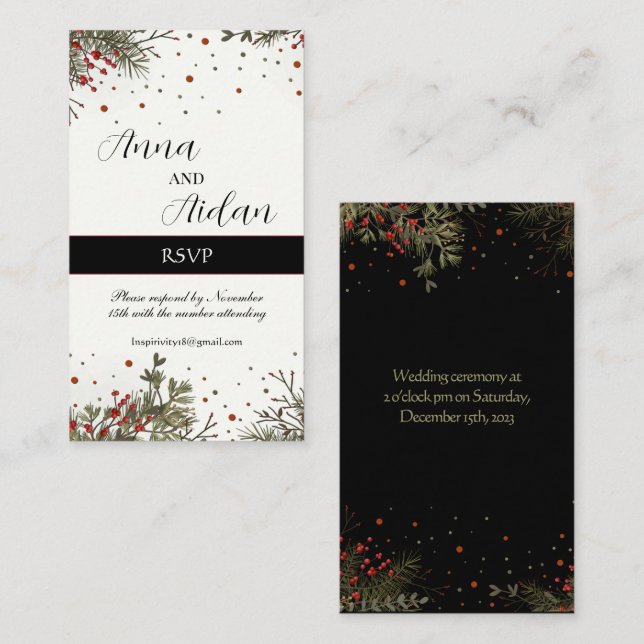 Winter Wedding Elegant Inspirivity Small RSVP Enclosure Card (Front/Back)