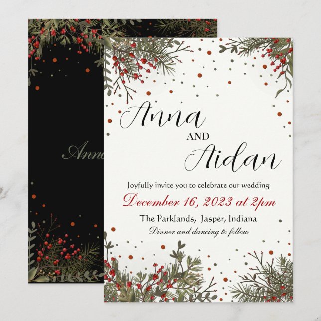 Winter Wedding Elegant Modern Inspirivity Invitation (Front/Back)