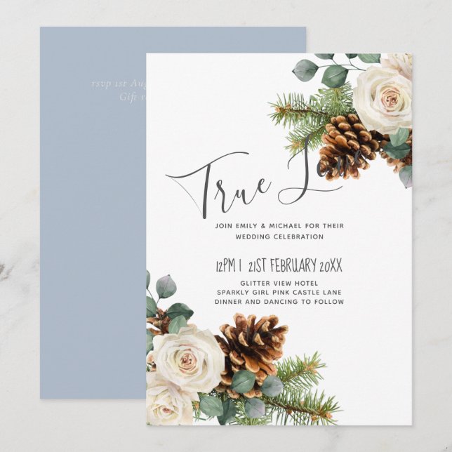 Winter Wedding Eucalyptus Greenery White Roses (Front/Back)