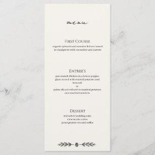 Winter Wedding Event Menu Entree Flat Card