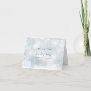 Winter Wedding First Snowflakes Script Thank You Card