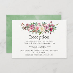 Winter Wedding Floral Reception Invitation