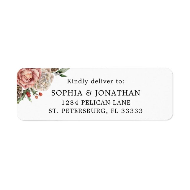 Winter Wedding Floral RSVP Response Mailing (Front)