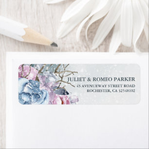 Winter Wedding Floral Snow Return Address Label