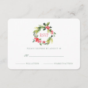 Winter Wedding Floral Watercolor Wreath   RSVP