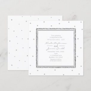 Winter Wedding Glam Silver & White Dots Party Invitation