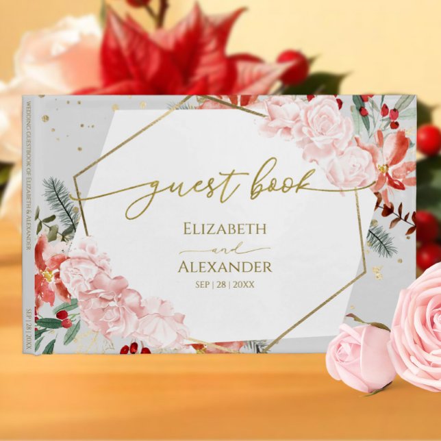 Winter Wedding Guest Book Gilded Watercolor Floral (Creator Uploaded)