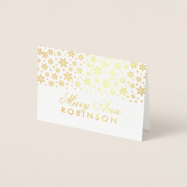 Winter Wedding Guest Seating Place Card Gold (Front)