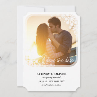 Winter Wedding Holiday Snowflakes Save The Date Invitation