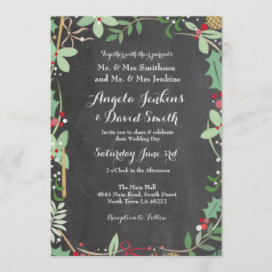 Winter Wedding Holly Chalk Holiday Party Invite