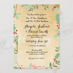 Winter Wedding Holly Paper Holiday Party Invite