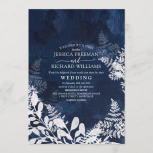 Winter wedding ice and navy, invitation