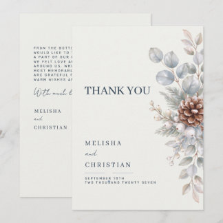Winter wedding in blue-grey tones | Thank You Card