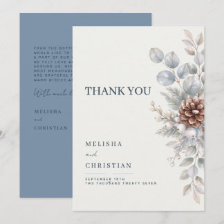 Winter wedding in blue-grey tones | Thank You Card