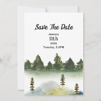 Winter Wedding invitation card watercolor design