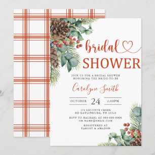 Winter Wedding Invitation, Christmas Bridal Shower Invitation