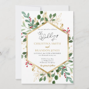 Winter Wedding Invitation - Christmas Florals