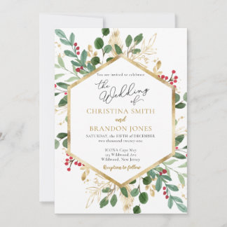 Winter Wedding Invitation - Christmas Florals