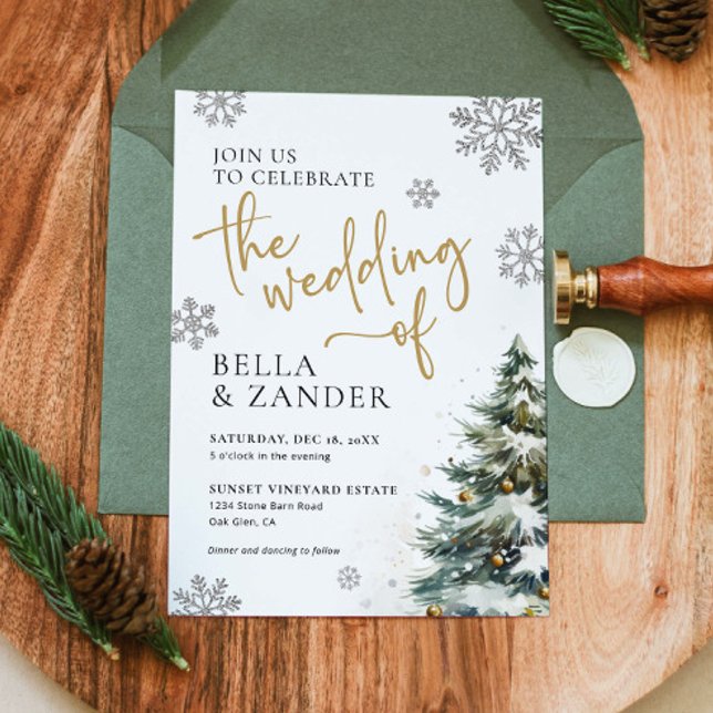 Winter Wedding Invitation, Christmas Wedding Invitation (Creator Uploaded)