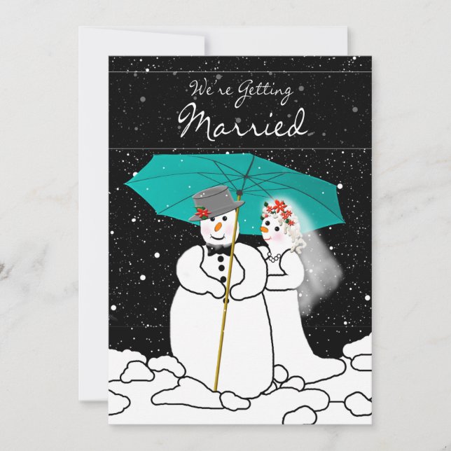 WINTER WEDDING  INVITATION - SNOWMAN COUPLE (Front)