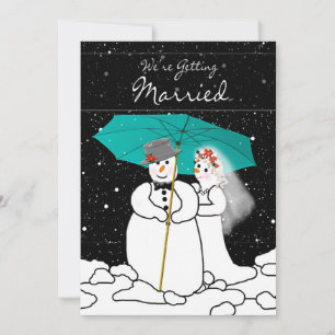 WINTER WEDDING  INVITATION - SNOWMAN COUPLE