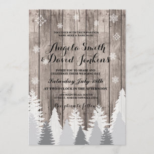 Winter Wedding Invitation Wood Forest Tree Rustic